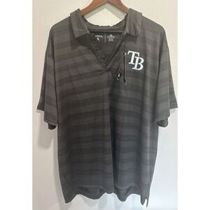 Tampa Bay Rays Antigua Polo Shirt Mens 2XL Dark Gray Short Sleeve‎ MLB Baseball